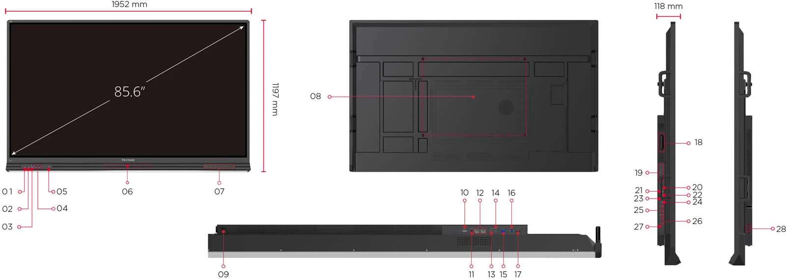 Màn hình tương tác ViewSonic IFP8653 – 86 inch 4K, RAM 8GB, CPU Octa-core mạnh mẽ